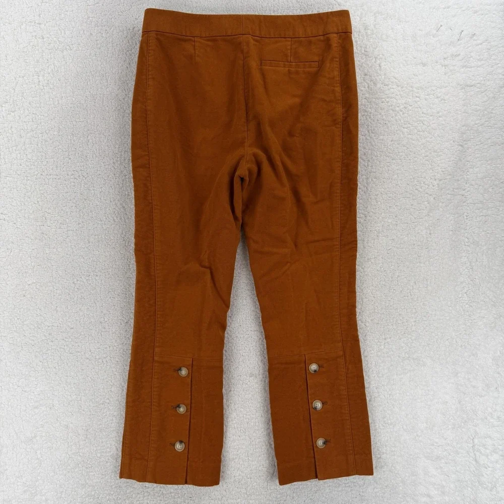 Tory Burch Pants Womens 8 Orange Chino Straight Leg Cropped Button Hem Twill‎